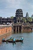 Angkor Wat temple, the water filled moat that surrounds the temple.